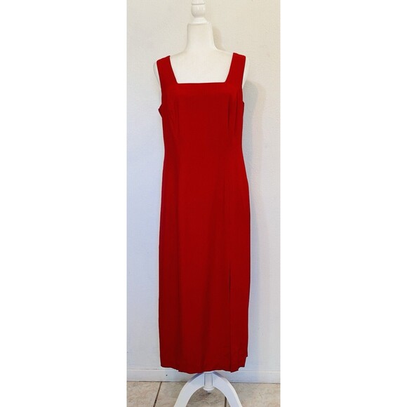 Joseph Ribkoff Women Size 12 Red Sheath Maxi Dress Designer Formal Old Money - Picture 1 of 12